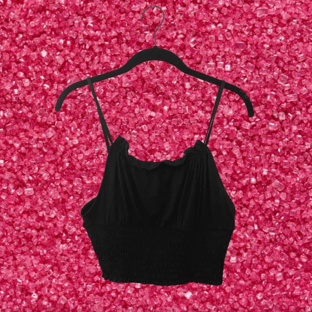 Black Halter Neck Cropped Tank Top